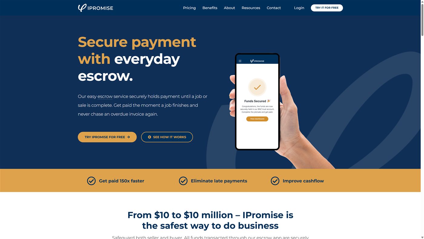 Screenshot of the IPromise platform on mobile