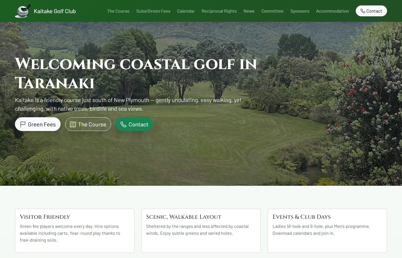 Kaitake Golf Club website